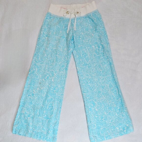 Lilly Pulitzer ✦ Linen Palazzo Beach Pants ✦ Shorely Blue Ice Cake Wide Leg XS - Picture 8 of 11